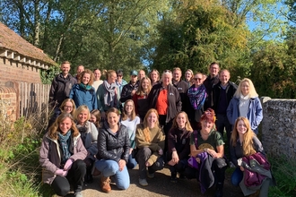 Herts and Middlesex Wildlife Trust Staff stand together for a photo while out on a team walk