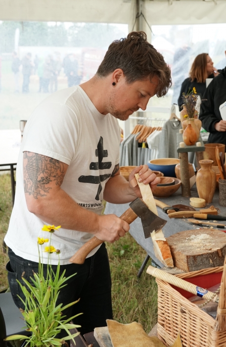 Jonah from Herts Wood carving a spoon