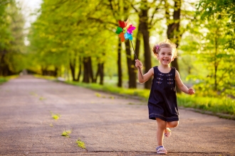 Smiling girl running