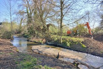 Works on the River Stort to put back gravel bars and grade the banks