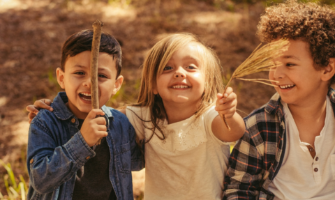 Group of kids enjoying nature