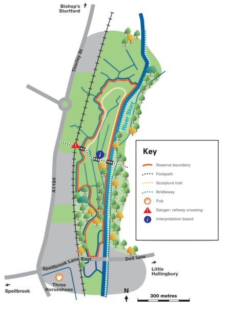 Map of Thorley Wash Nature reserve 