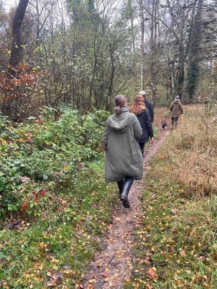 People walking in a woodland
