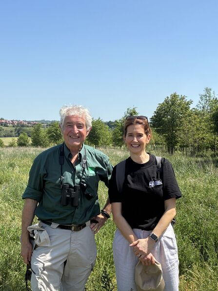 Tony Juniper, Chair of Natural England, and Laura Burrows, Chief Executive, Herts and Middlesex Wildlife Trust at Codicote Bottom Farm